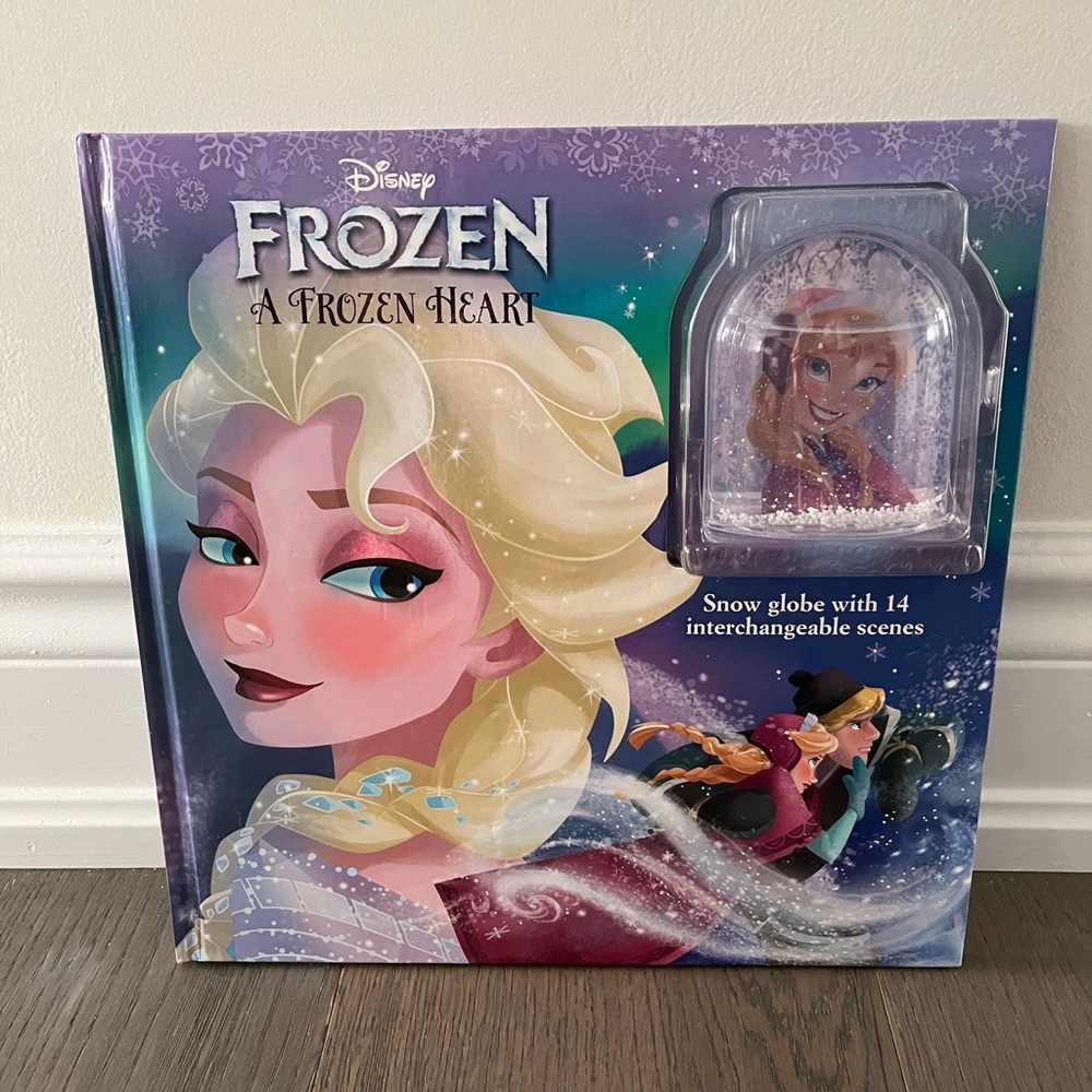 Frozen themed kids large book with snowglobe new